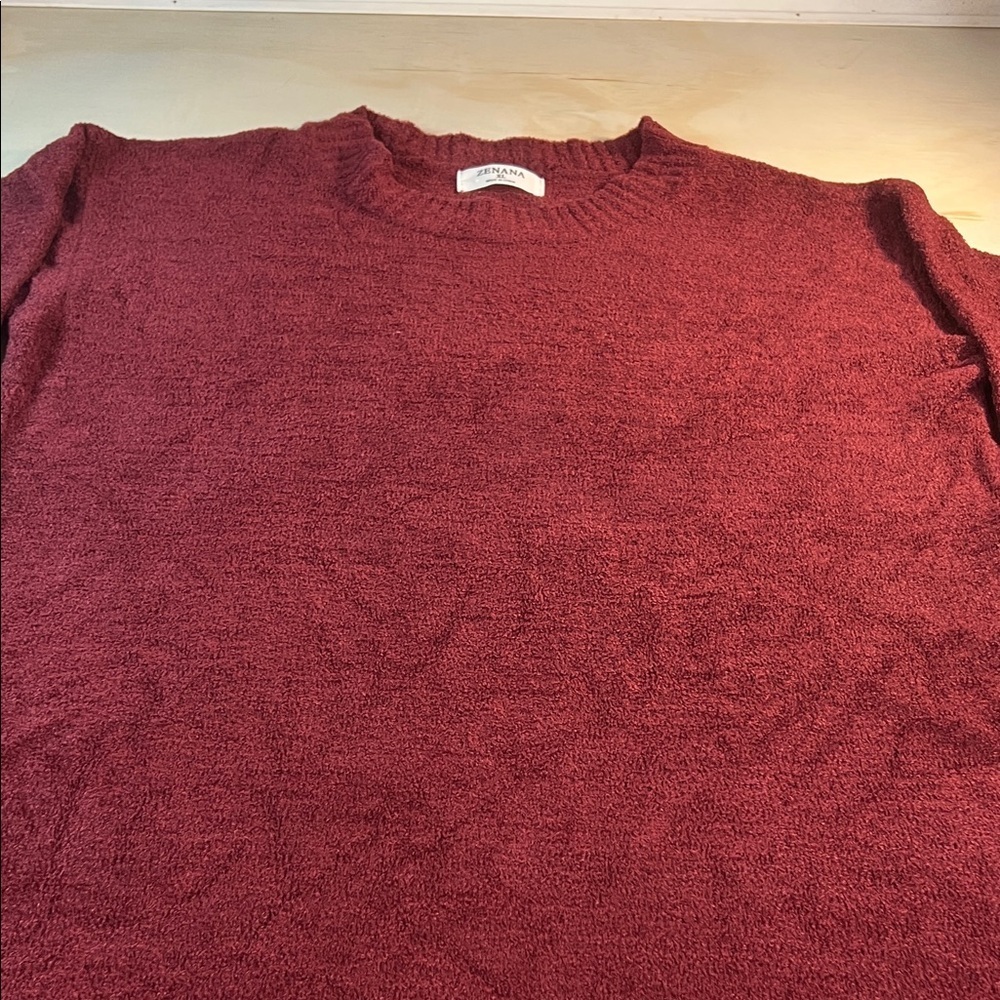 Woman’s Burgundy Crewneck Sweater. Dean Zenana Sz XL